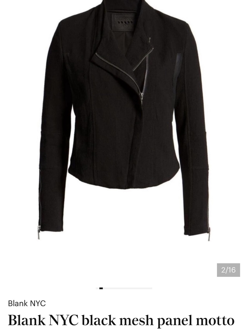 Blank NYC Black Mesh-Detail Moto Jacket